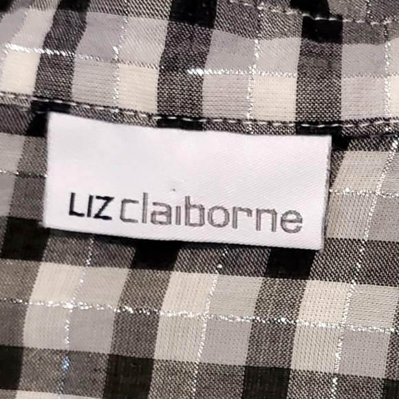 LIZ Claiborne Black, white and Gray Checked Blouse. - Picture 5 of 5